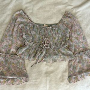NWT.  Altar’d State - Pastel Floral Bell Sleeve Blouse - Size: Small
